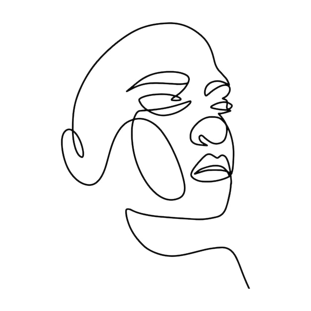 Woman face Minimalist Abstract one Line Art