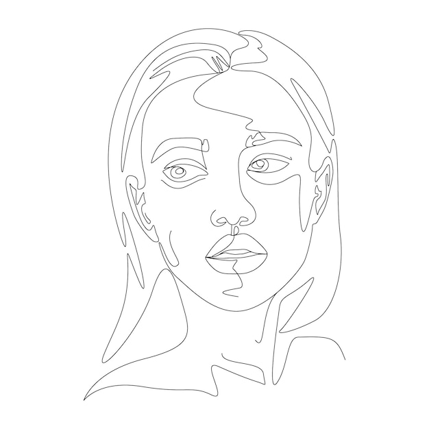 woman face one line art illustration in minimalist style