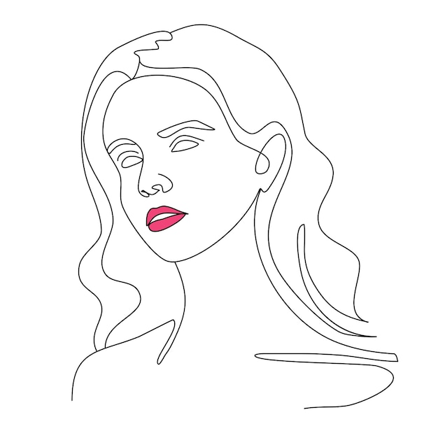 Woman face one line minimalist