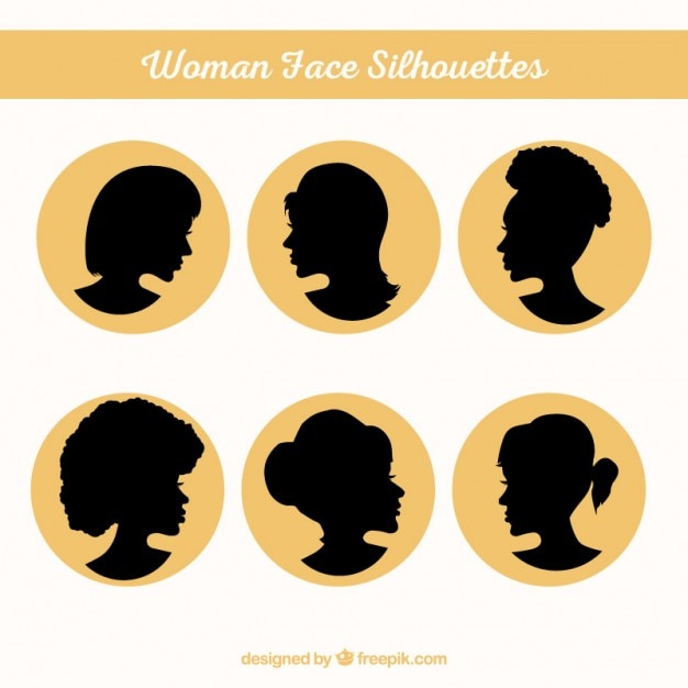 Woman face silhouettes