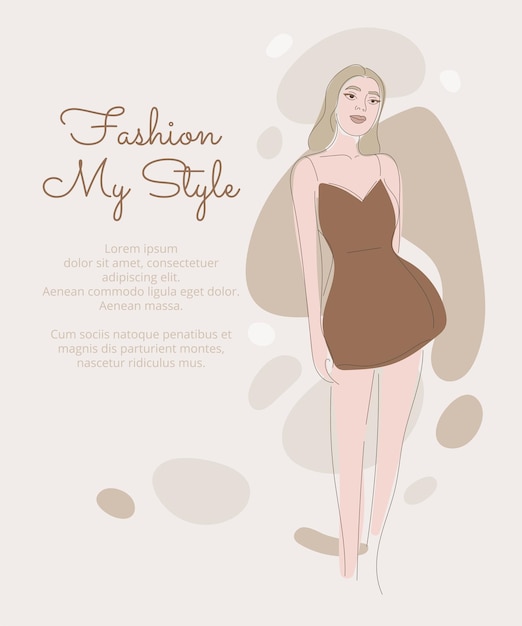 Woman face in trendy art style. Line art in an elegant style banner template. Beautiful Female body