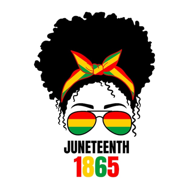 Woman face with aviator glasses bandana Afro Women Juneteenth Independence Day AfricanAmerican