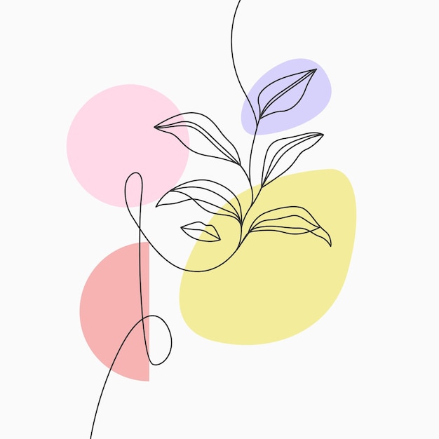 Woman face with flower elegant one line art line style