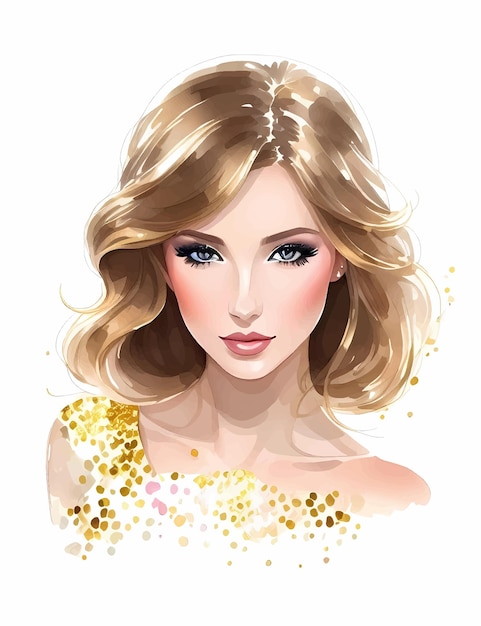 Woman face with gold glitter fashion