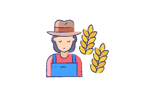 Woman farmer hand drawn illustration