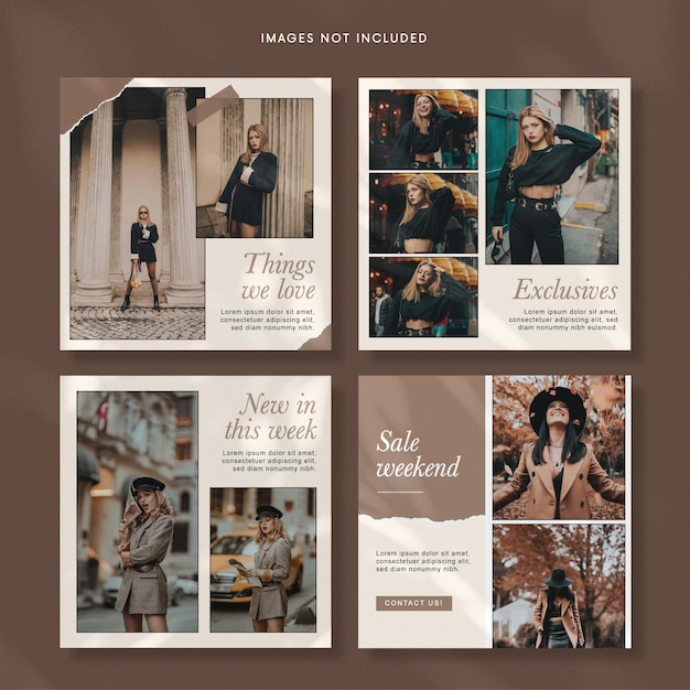 Woman fashion social media post templates EPS