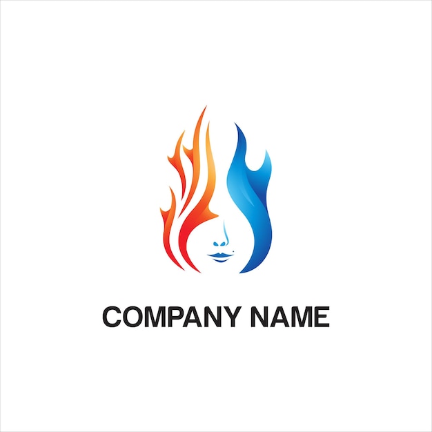 Woman Fire Logo Template