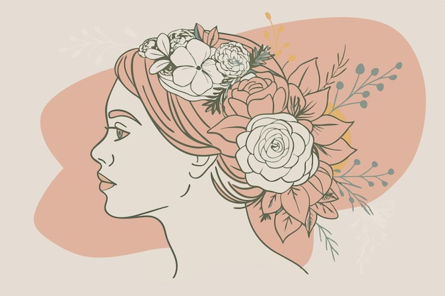 Vector a woman in a floral headband with flowers on it