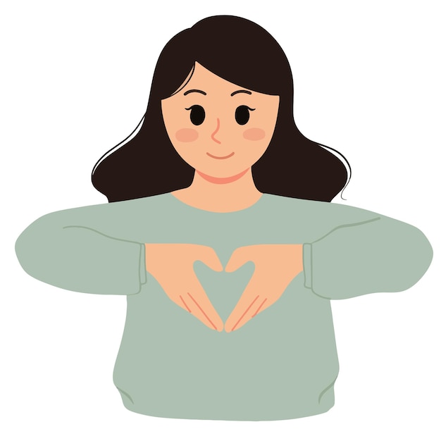 Woman gesturing love with both hands illustration