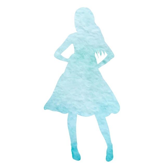 Woman girl blue watercolor silhouette isolated vector