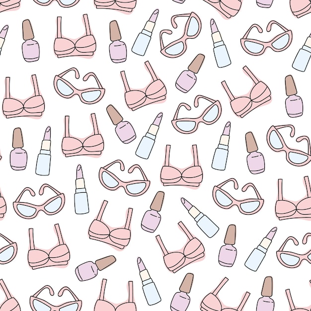 Woman girl fashion stuff things seamless pattern design graphic element illustration