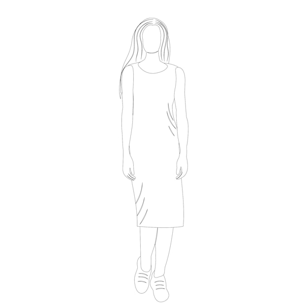 Woman girl sketch on white background isolated vector