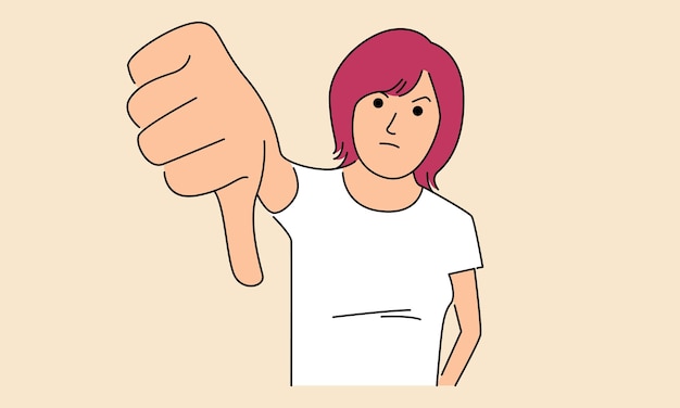 Woman giving big thumbs down