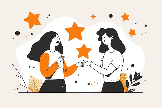 Woman Giving High Five Illustration