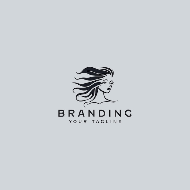 Woman hair Logo Design Template