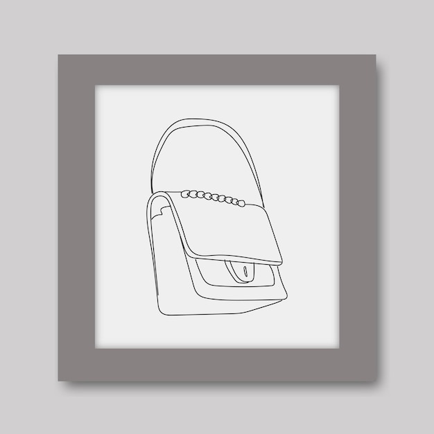 woman handbag illustration continuous line art hand drawing