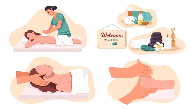 A woman having a aroma Thai massage Vector