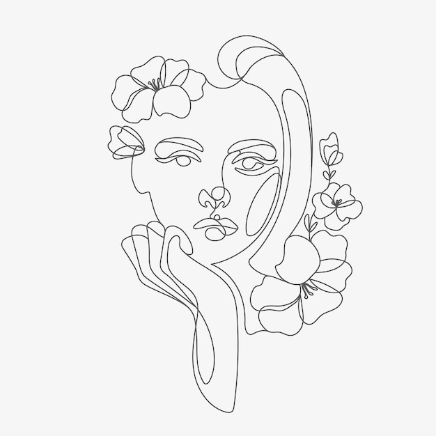 Woman head with flowers composition