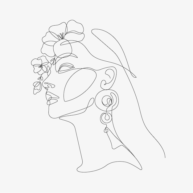 woman head with flowers composition