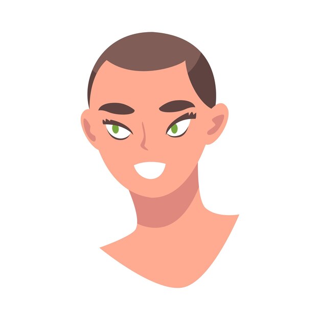 Vector woman head with happy smiling look as facial expression vector illustration