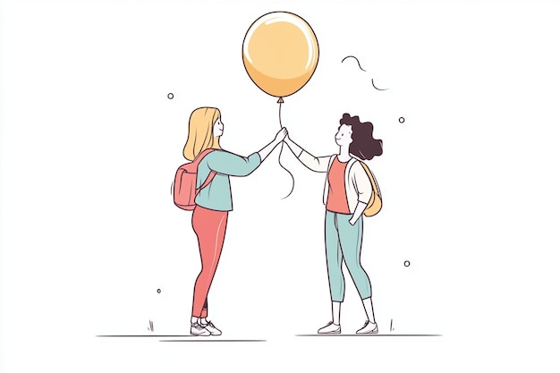 Woman HighFiving Friend Illustration