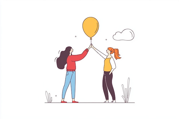 Woman HighFiving Friend Illustration