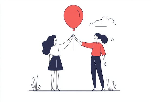 Woman HighFiving Friend Illustration