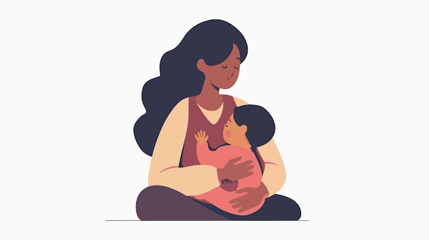 a woman holding a baby and a baby