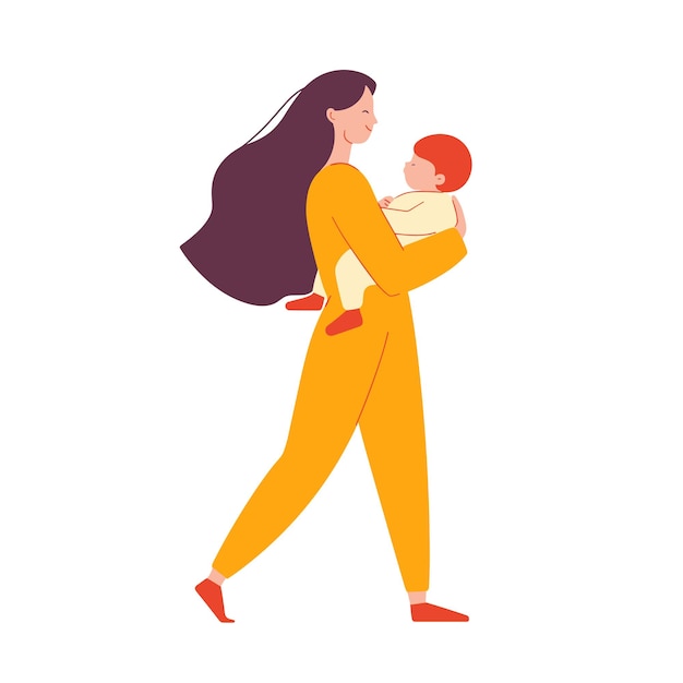 Vector a woman holding a baby gently rocking back and forth