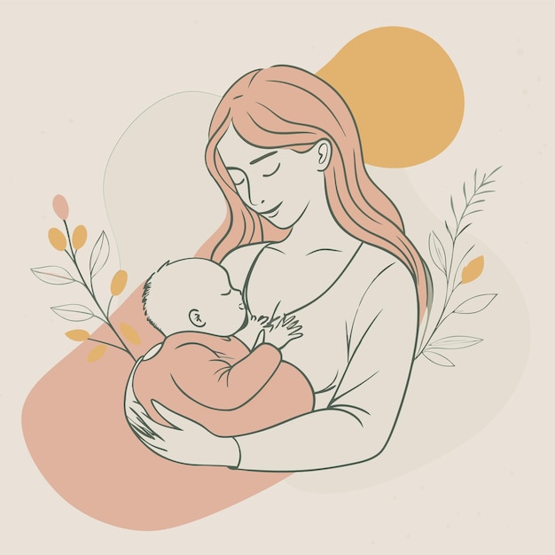 Vector a woman holding a baby and a painting of a woman holding a baby