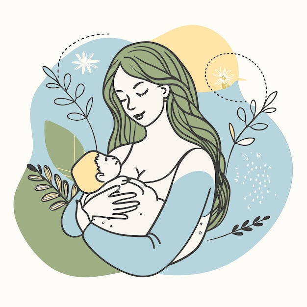 Vector a woman holding a baby and a picture of a woman holding a baby