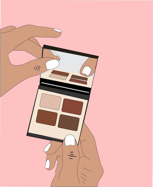 woman holding eyeshadow palette eyeshadow palette illustration eyeshadow vector