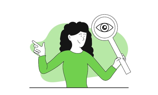 Woman holding a magnifying glass vector illustration concept Search for investments and business