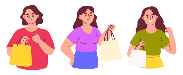 Vector woman holding shopping bag