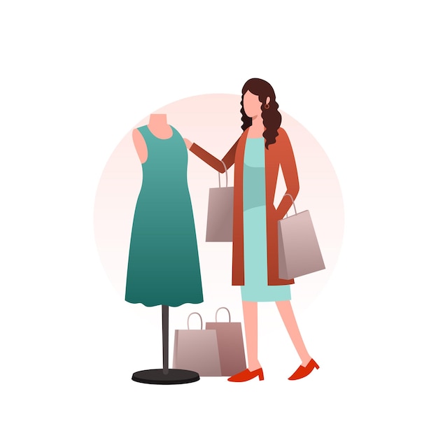 Woman holding shopping bags vector illustration