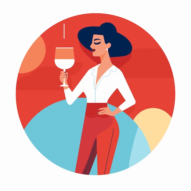 Woman holding a wine glass Vector illustration