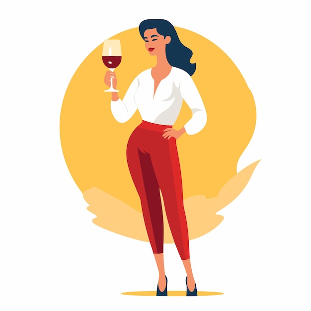 Woman holding a wine glass Vector illustration