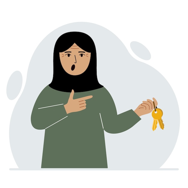 A woman holds a bunch of golden keys to open a locked door Knowledge or the key to success