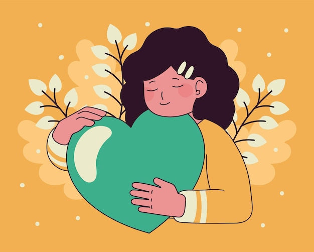 Woman hugging heart