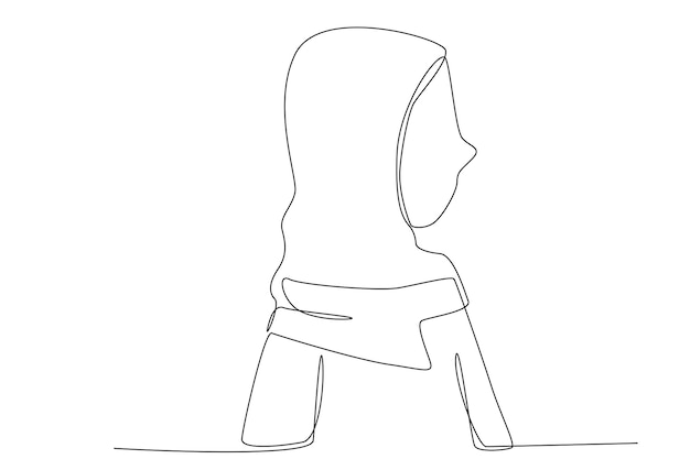 A woman illustration in hijab for woman's day one line art