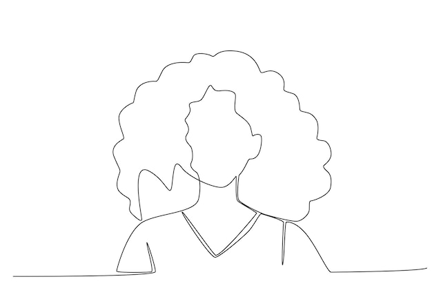 A woman illustration with curly hair for woman's day one line art