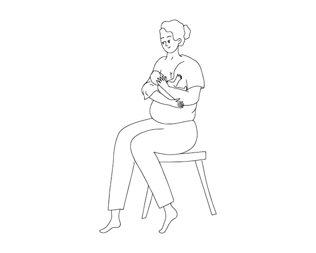 A woman is breastfeeding a baby A simple illustration of motherhood