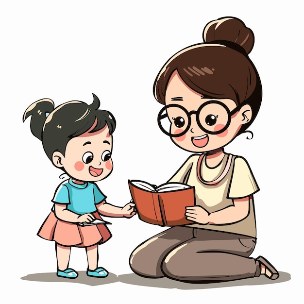 a woman is reading a book with a baby reading a book