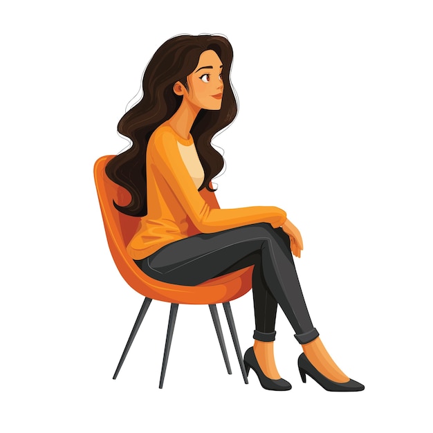 Vector a woman is sitting in an armchair a flat illustration isolated on a white background