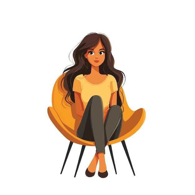 Vector a woman is sitting in an armchair a flat illustration isolated on a white background