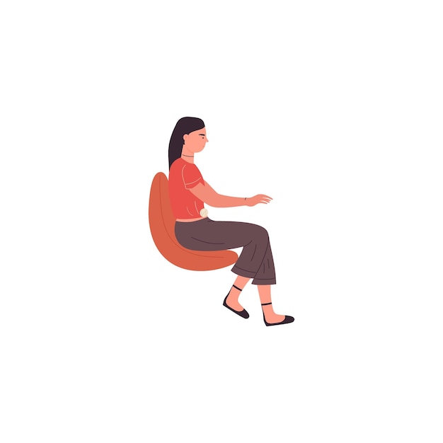 Vector a woman is sitting on a chair with a picture of a woman on it