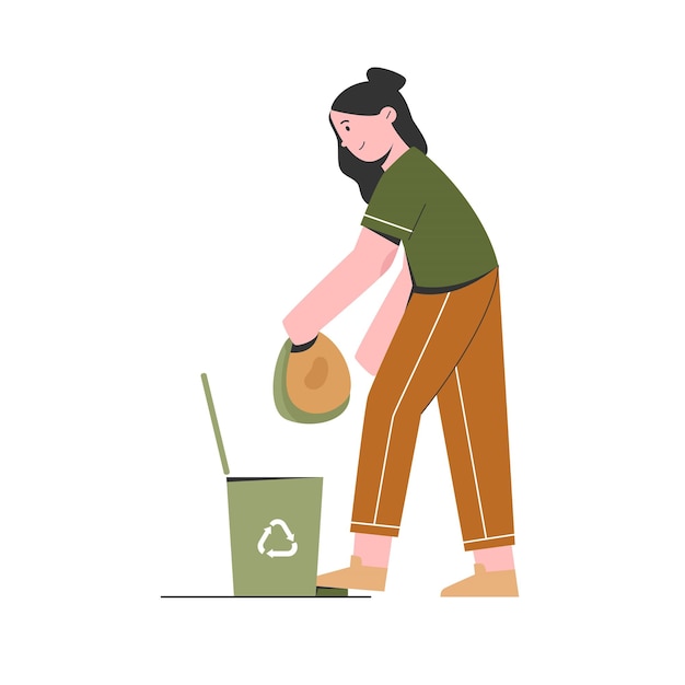 Woman is taking out the trash