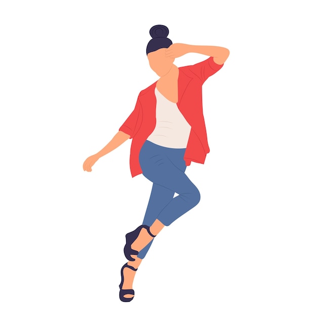 Woman jumping in flat style isolated vector