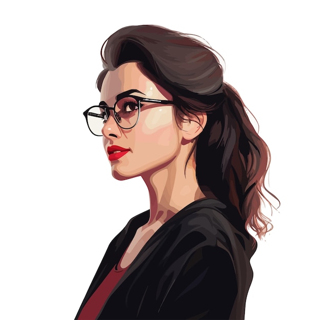 Woman_Lateral_Wearing_Black_Eyeglasses_vector