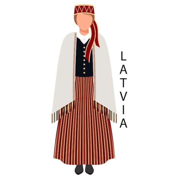 Woman in Latvian folk costume Culture and traditions of Latvia Illustration vector